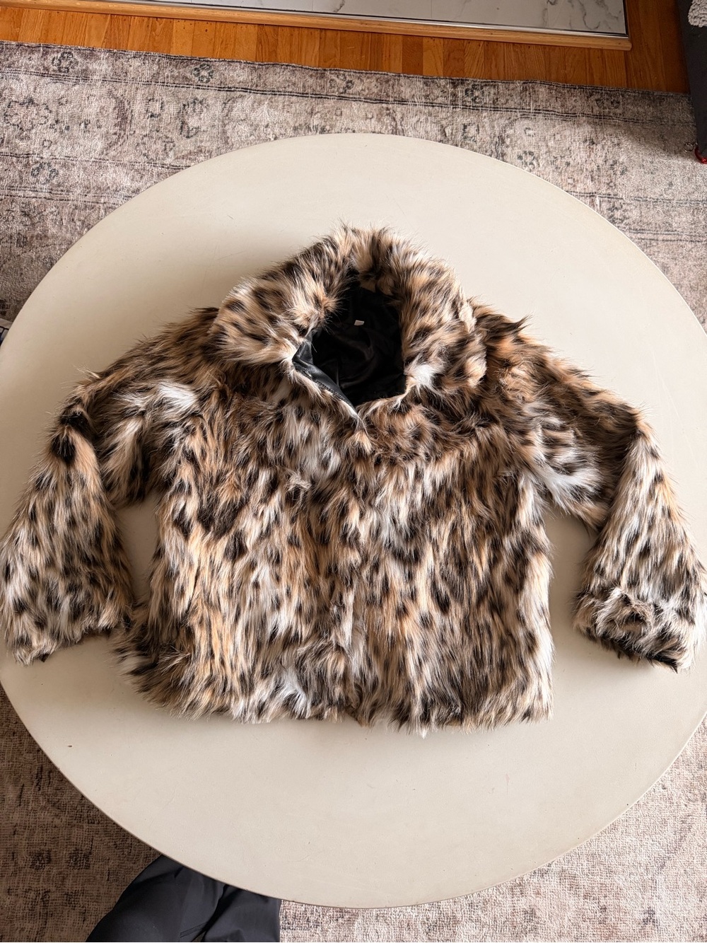 Leopard Print Faux Fur Coat | Soft Plush Teddy Jacket | Women’s M